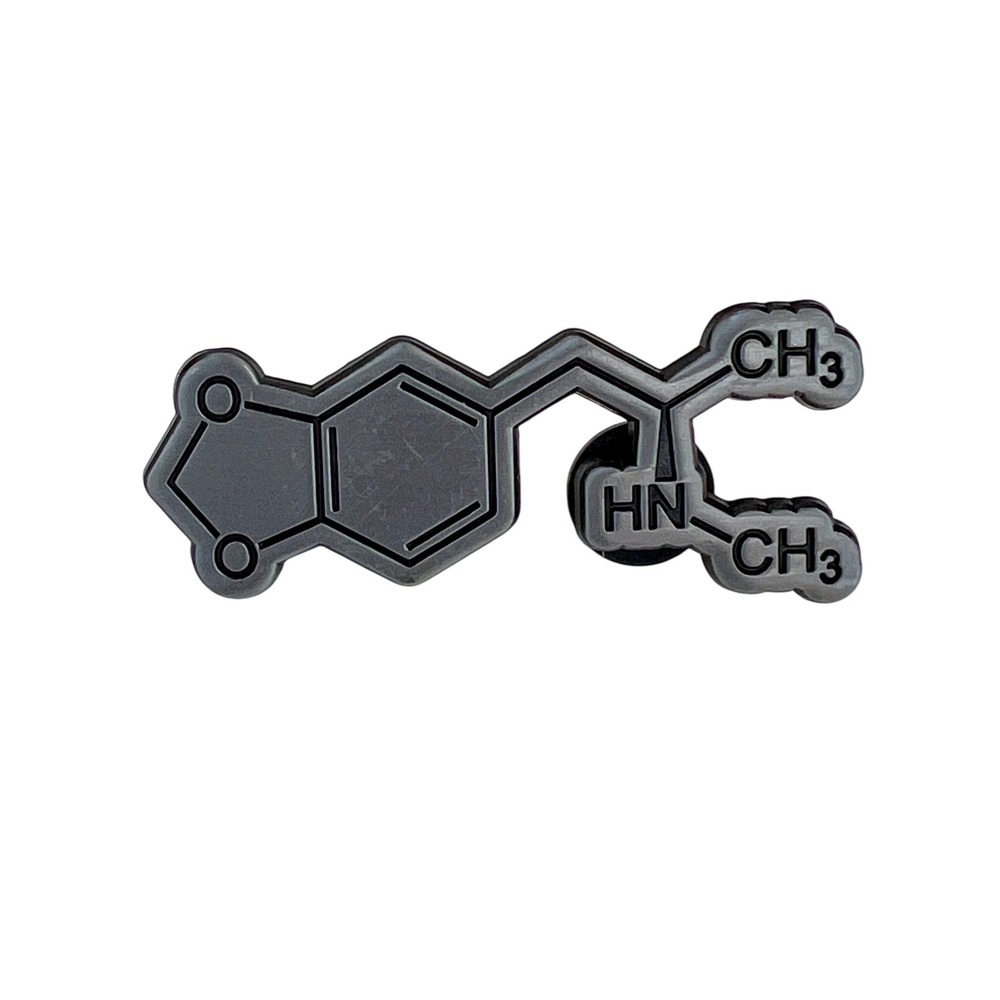 Molecule Pin MDMA Metal Enamel Science‎ Chemistry Grey Small Accessory Jewelry